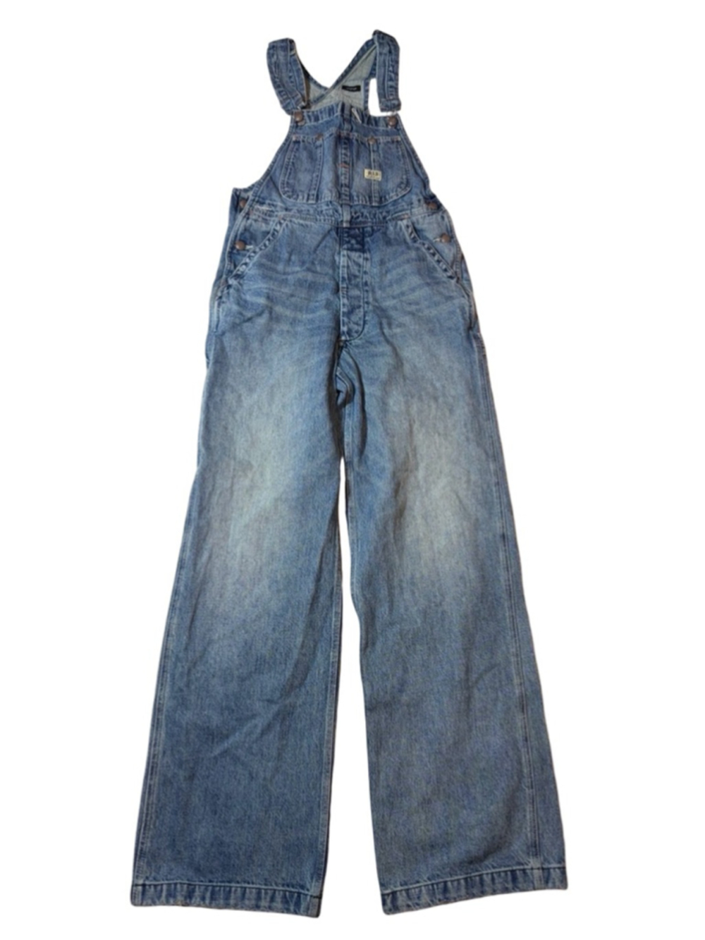 R13 Denim Darcy Overalls Wide Leg Baggy Distressed Japanese Fabric Grunge XS